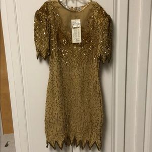 Scala gold silk sequin dress